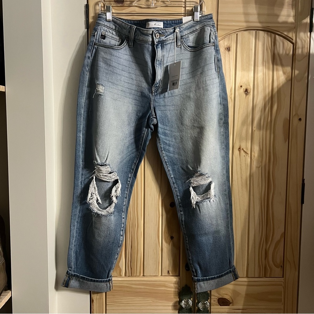 KanCan High Rise Cuffed Hem Mom Fit Jeans